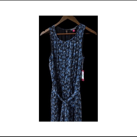 SOLD NWT Vince Camuto floral belted ruffle midi - Picture 2 of 3